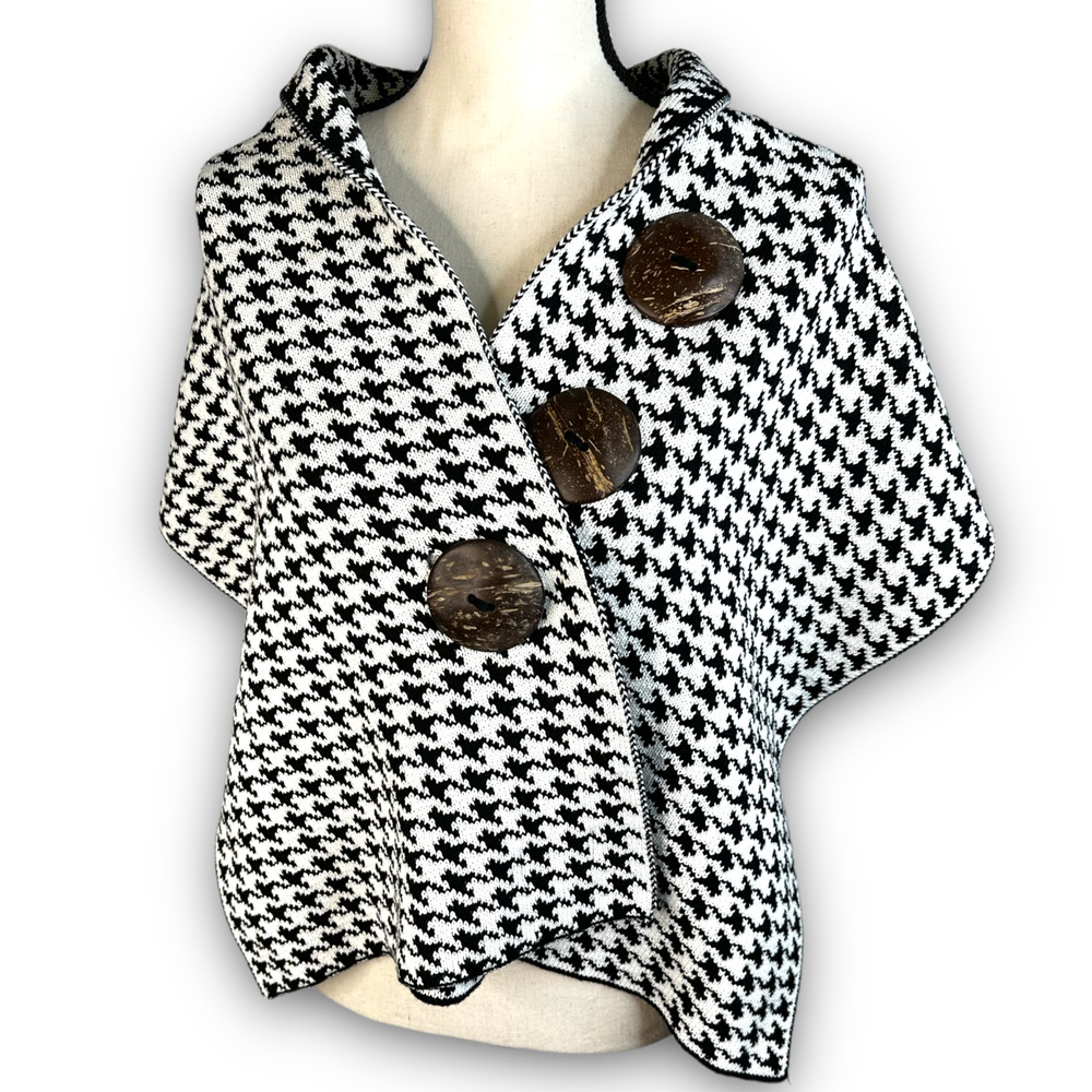 IZIA Houndstooth Versatile Wrap Scarf Several Ways to Wear Black White OSFM